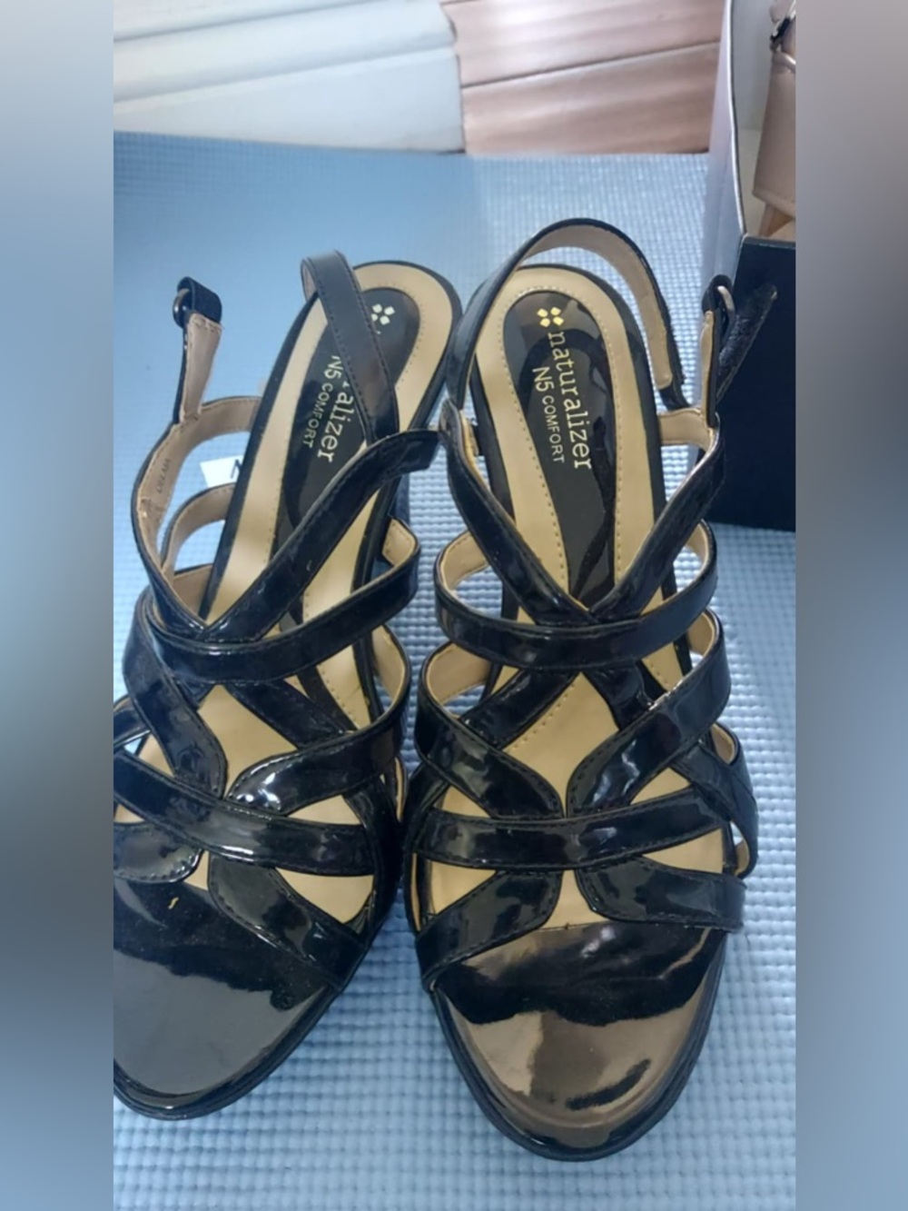 Naturalizer Black Patent Strappy Slingback Heels -No Original Box